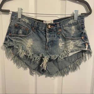 One Teaspoon Banditas Shorts Medium Wash Medium Rise Size 24